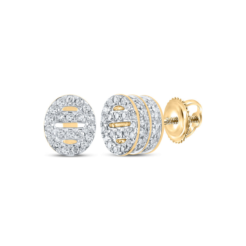 10kt Yellow Gold Womens Round Diamond Oval Earrings 1/3 Cttw