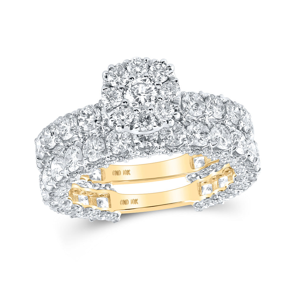 10kt Yellow Gold Round Diamond Bridal Wedding Ring Band Set 5 Cttw