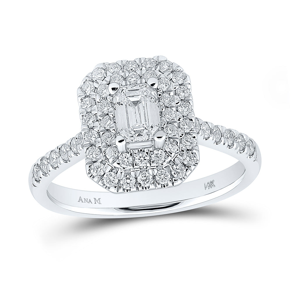 Gold Halo Bridal Wedding Engagement Ring 1 Cttw Emerald Natural Diamond Womens