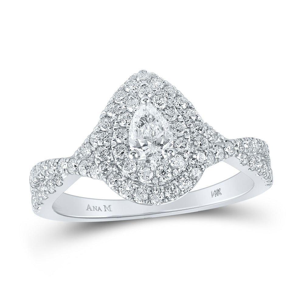 Gold Tear Halo Bridal Wedding Engagement Ring 1 Cttw Pear Natural Diamond Womens