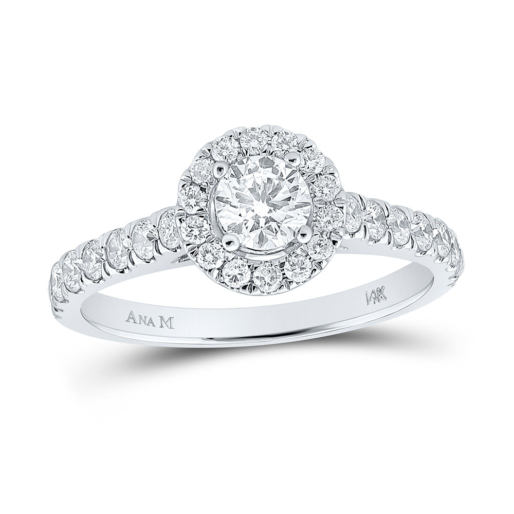 Gold Halo Bridal Wedding Engagement Ring 1 Cttw Round Natural Diamond Womens