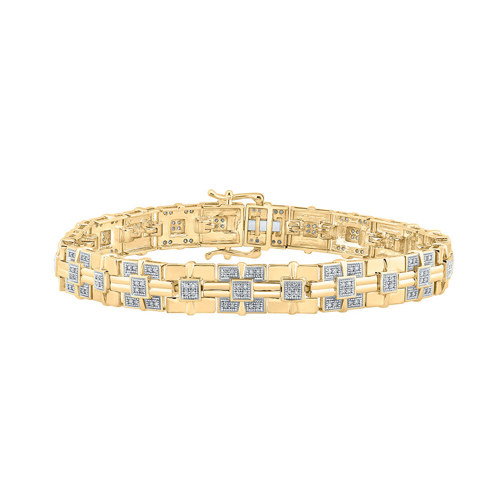 10kt Yellow Gold Mens Round Diamond Link Bracelet 5/8 Cttw
