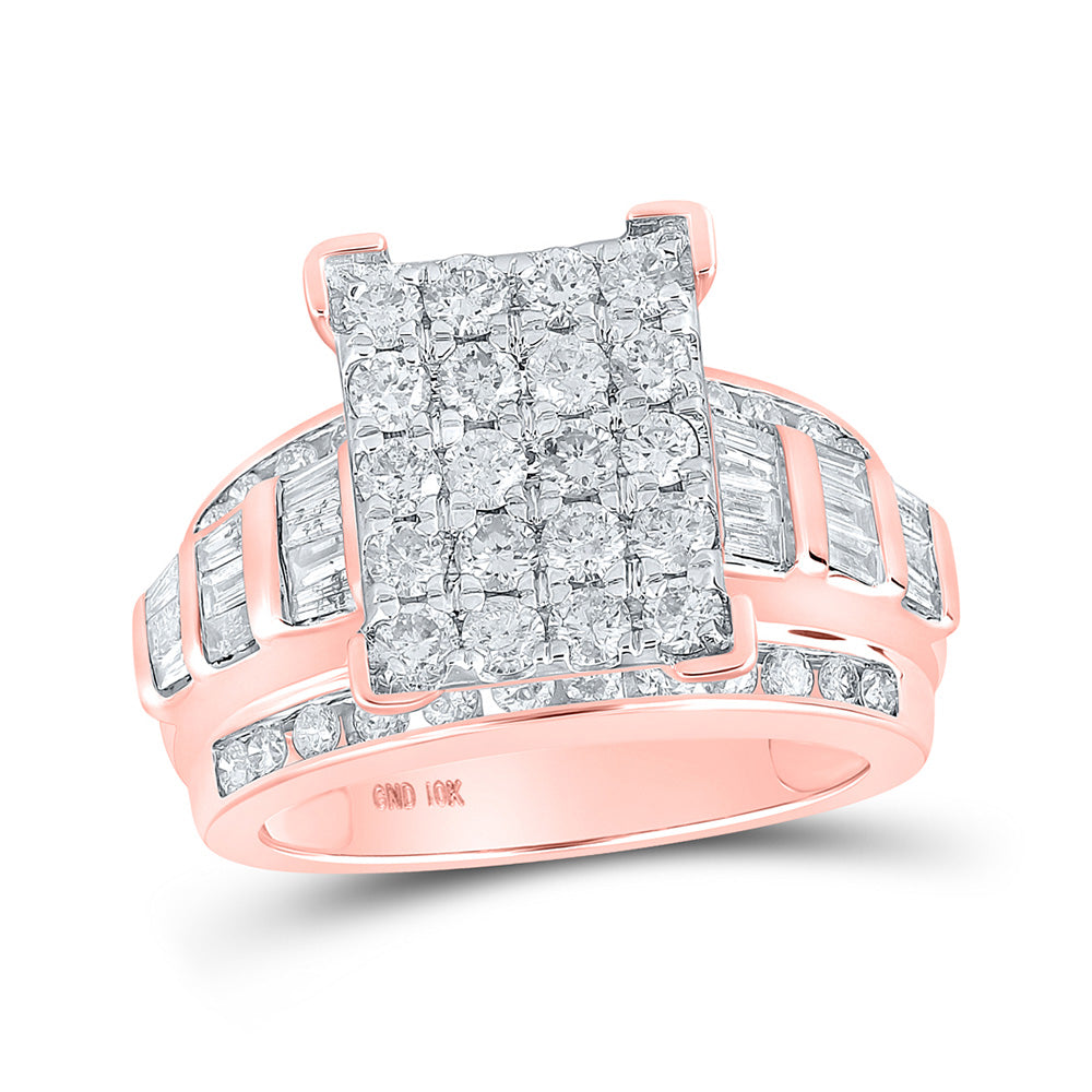 10kt Rose Gold Round Diamond Cluster Bridal Wedding Engagement Ring 2 Cttw