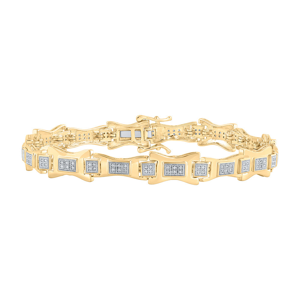 10kt Yellow Gold Mens Round Diamond Link Bracelet 1/2 Cttw