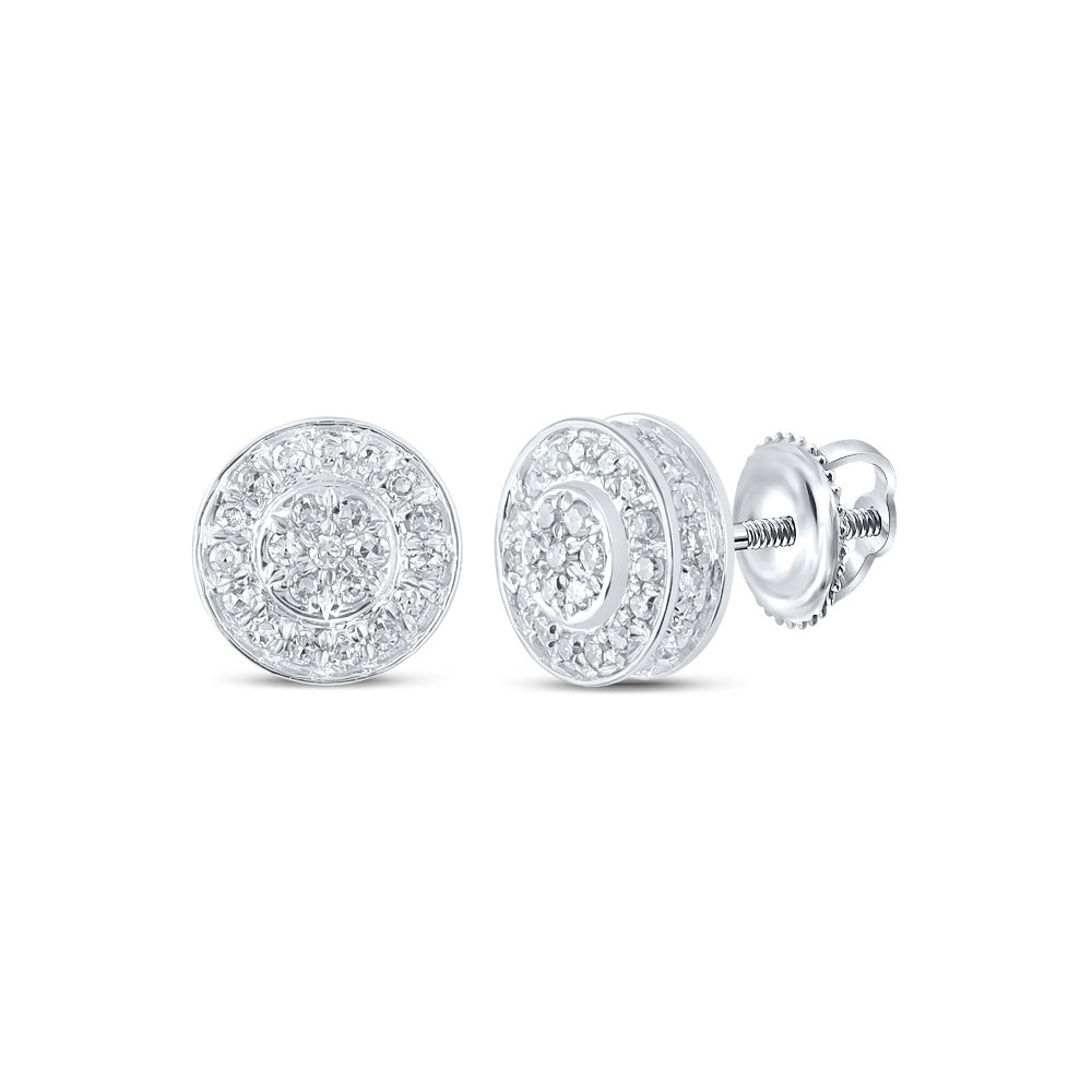 10kt White Gold Womens Round Diamond Cluster Earrings 1/4 Cttw