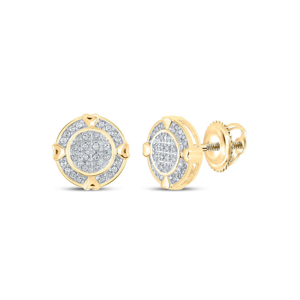 10kt Yellow Gold Womens Round Diamond Circle Earrings 1/6 Cttw