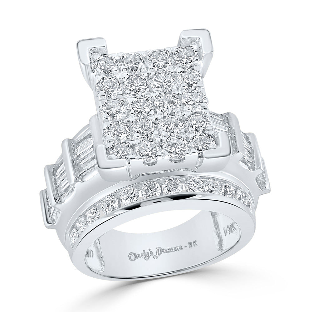 14kt White Gold Round Diamond Cluster Bridal Wedding Engagement Ring 4 Cttw