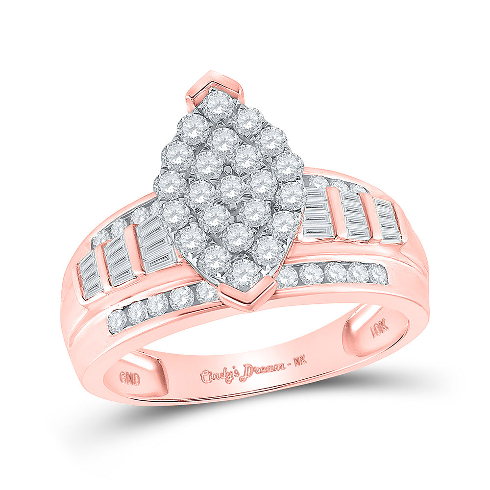10kt Rose Gold Round Diamond Oval Bridal Wedding Engagement Ring 1 Cttw