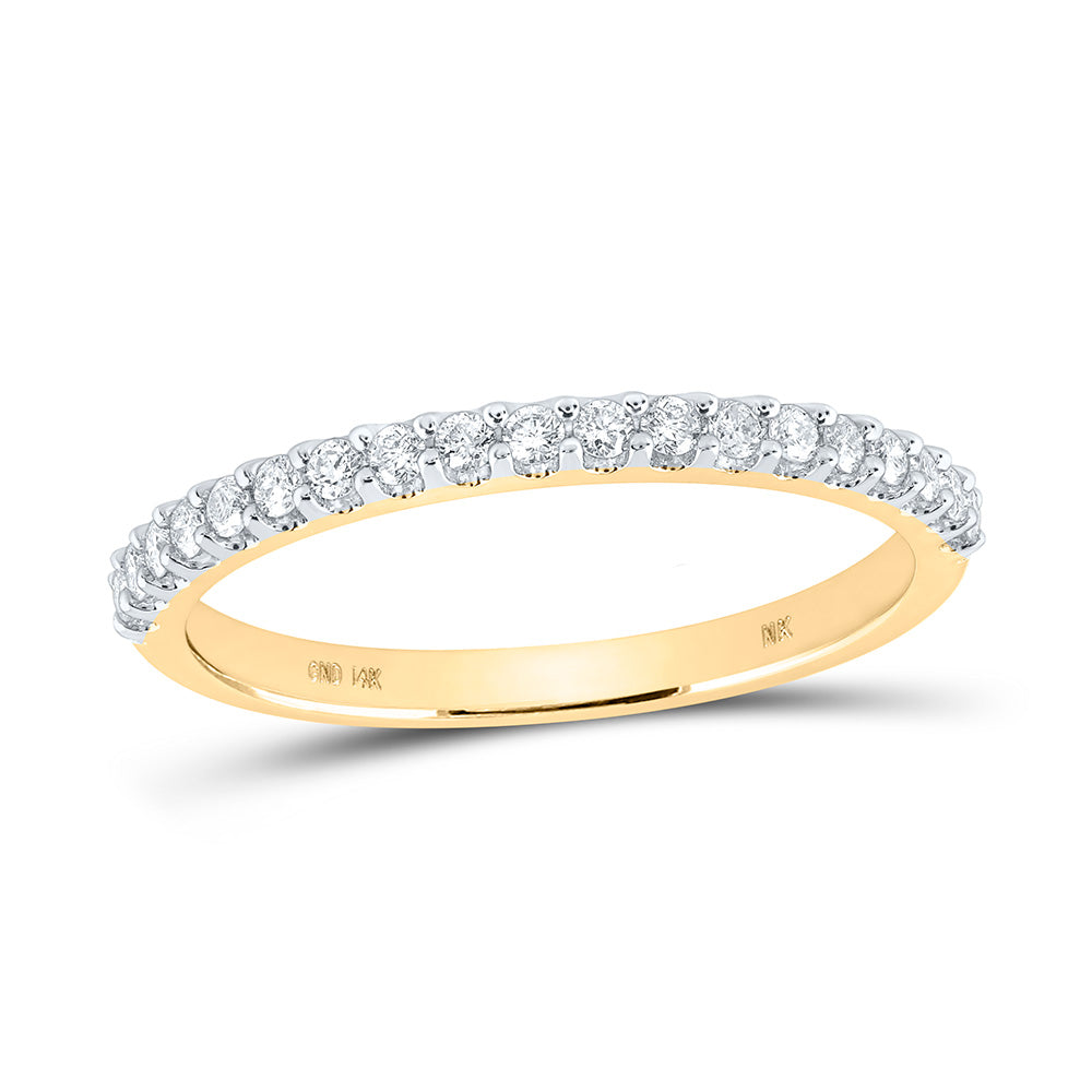 14kt Yellow Gold Womens Round Diamond Wedding Single Row Band 1/4 Cttw