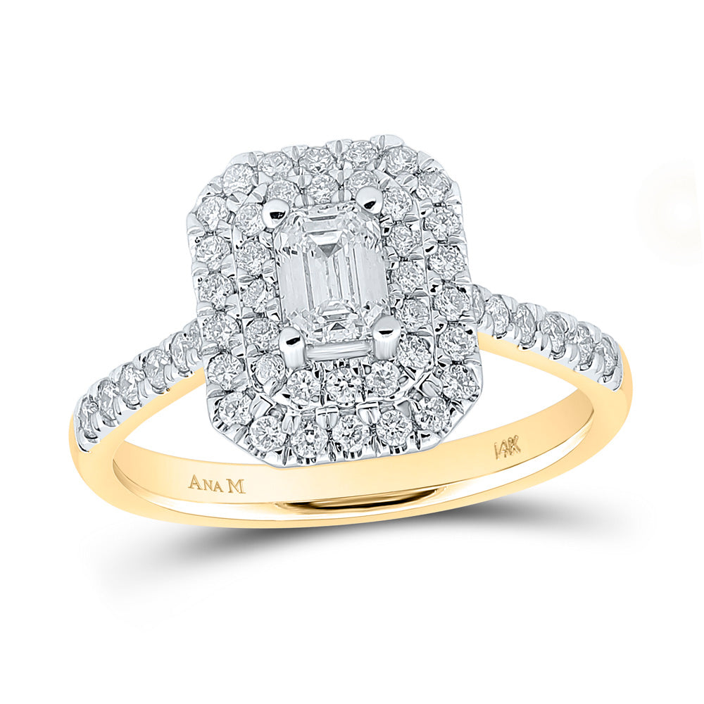 Gold Halo Bridal Wedding Engagement Ring 1 Cttw Emerald Natural Diamond Womens