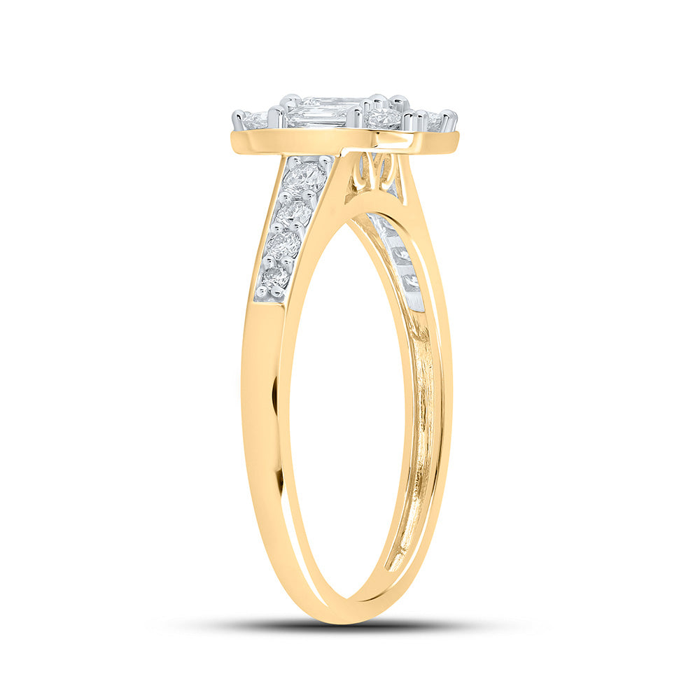 14kt Yellow Gold Emerald Diamond Halo Bridal Wedding Engagement Ring 3/4 Cttw