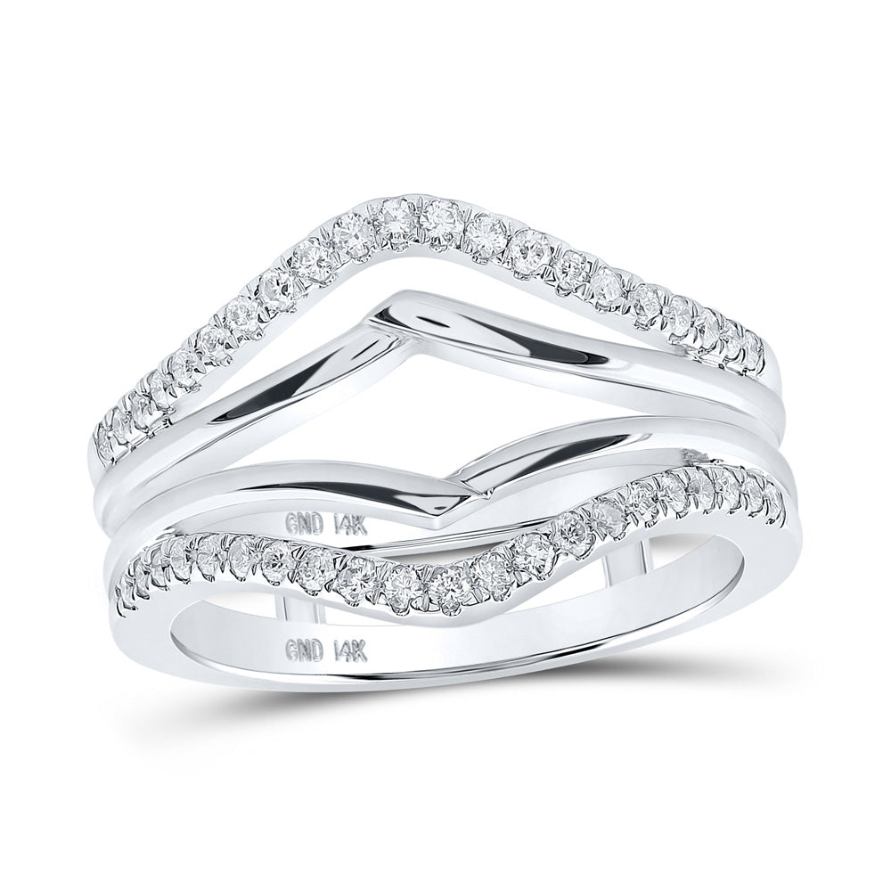 14kt White Gold Womens Round Diamond Wrap Enhancer Wedding Band 1/3 Cttw