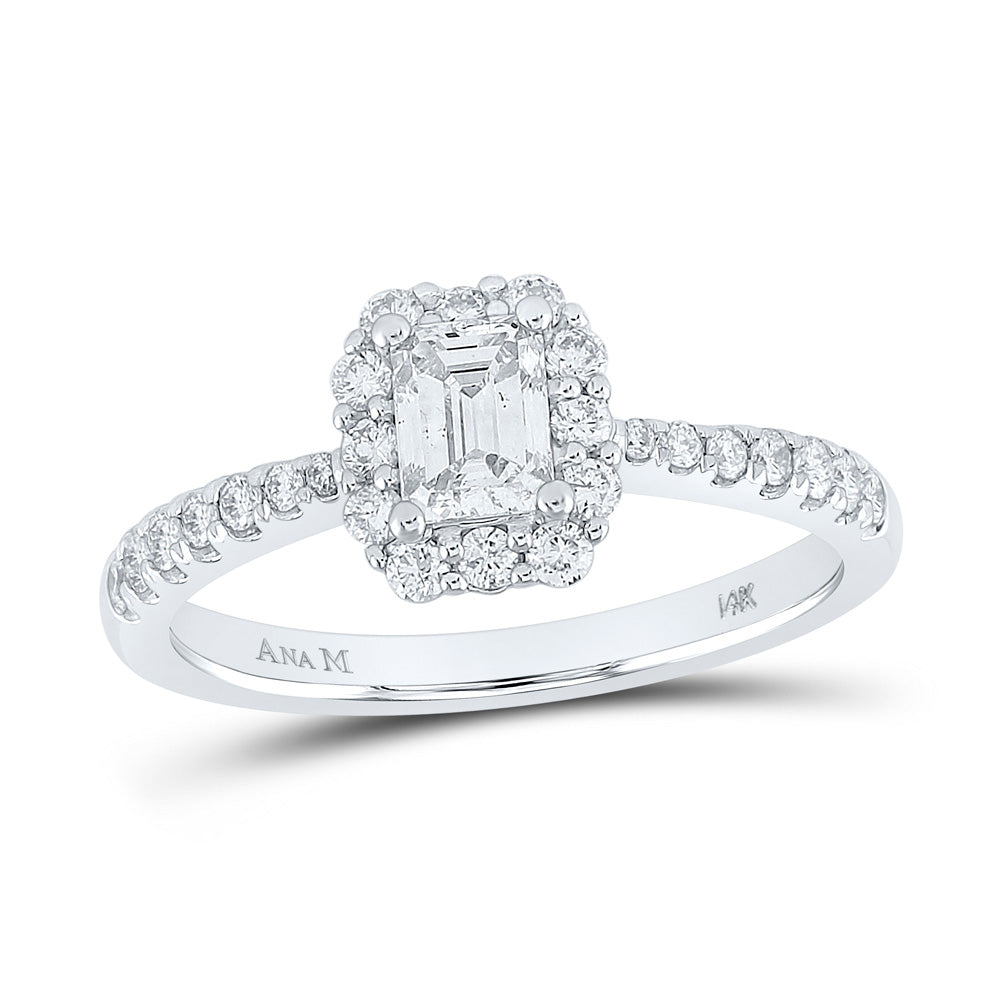 Gold Halo Bridal Wedding Engagement Ring 7/8 Cttw Emerald Natural Diamond Womens