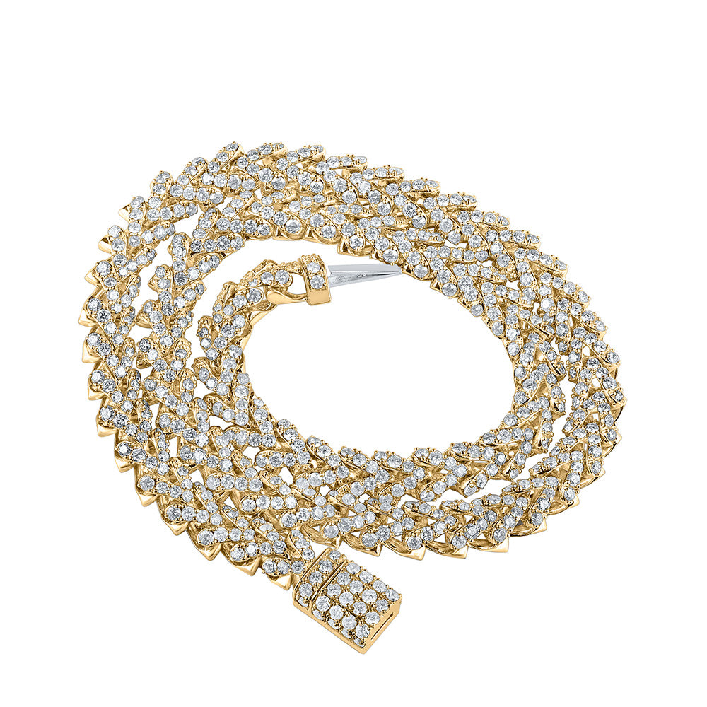 10kt Yellow Gold Mens Round Diamond Franco Link Chain Necklace  Cttw