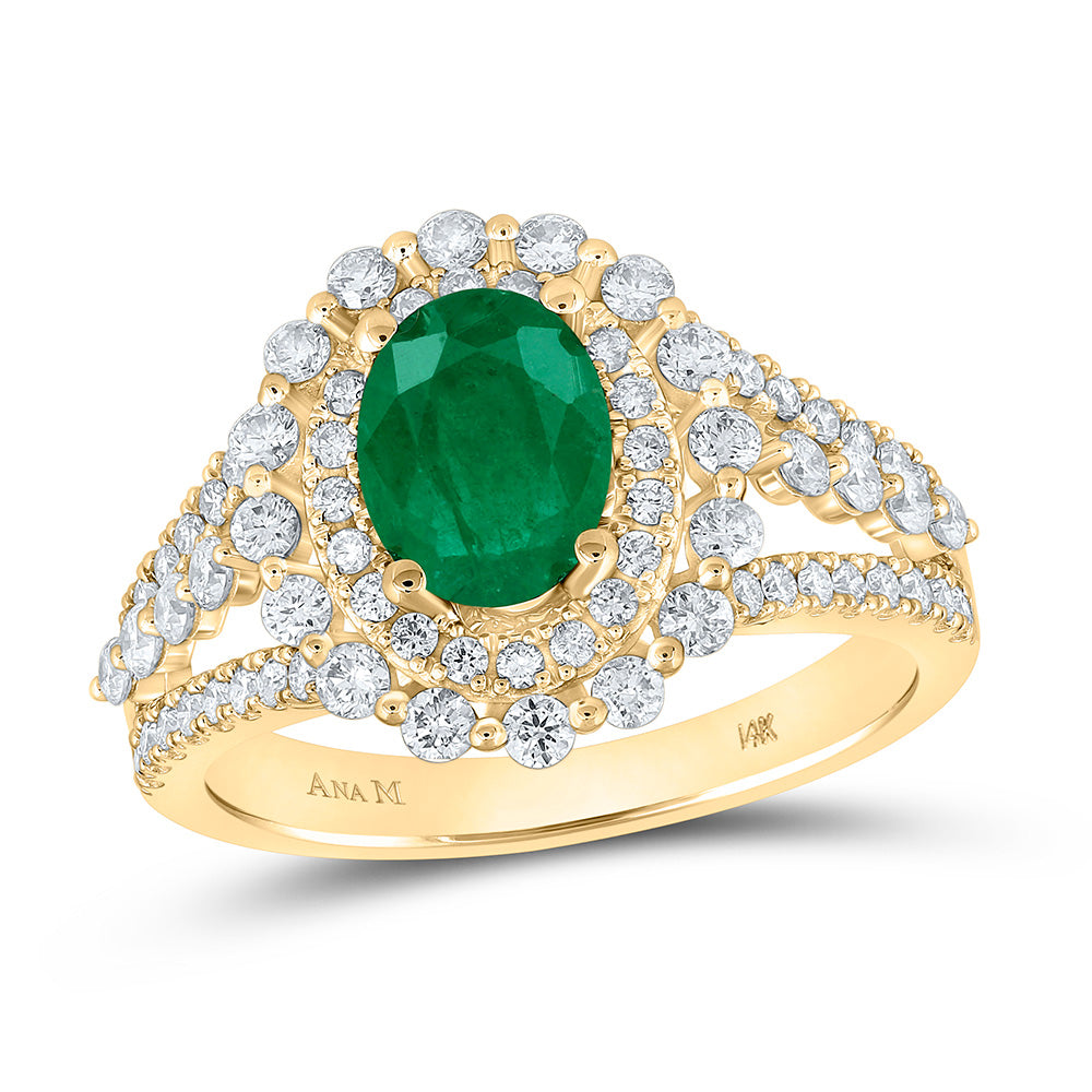 Gold Fashion Ring 1-7/8 Cttw Oval Emerald Womens