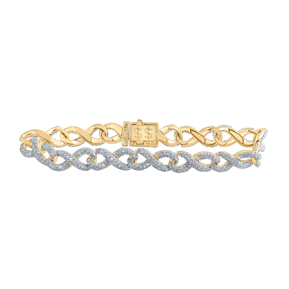 10kt Yellow Gold Womens Round Diamond Infinity Fashion Bracelet 5 Cttw