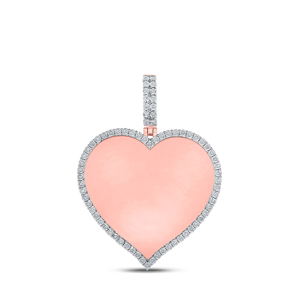 10kt Rose Gold Mens Round Diamond Heart Charm Pendant 1/5 Cttw