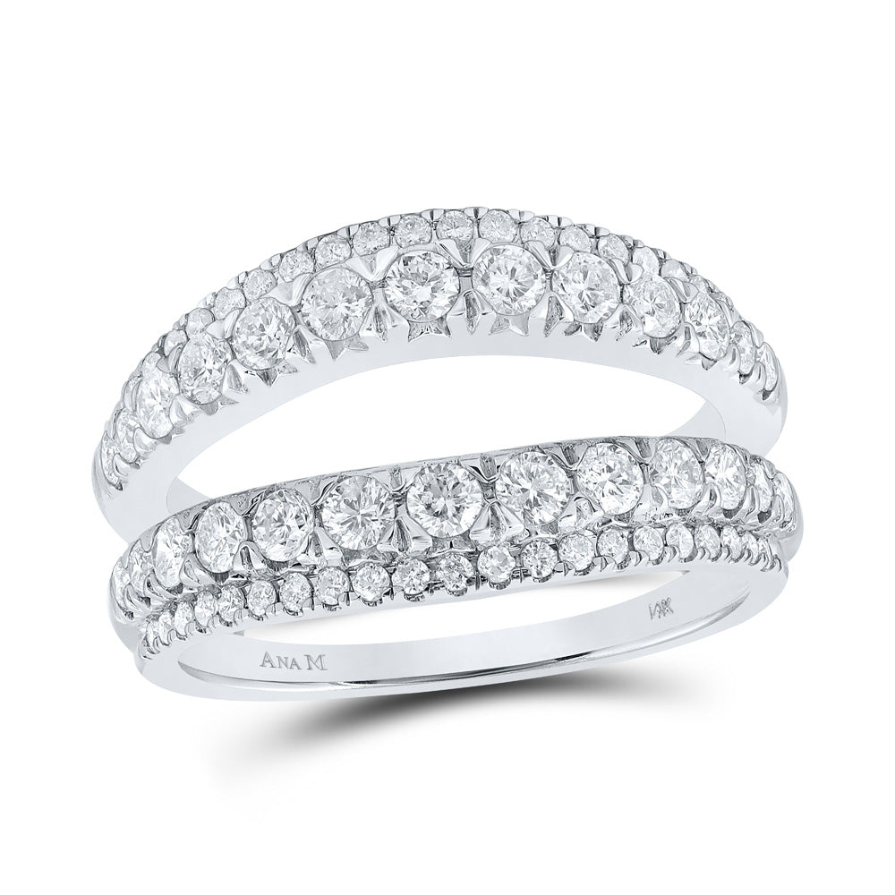 14kt White Gold Womens Round Diamond Wrap Enhancer Wedding Band 1-1/4 Cttw