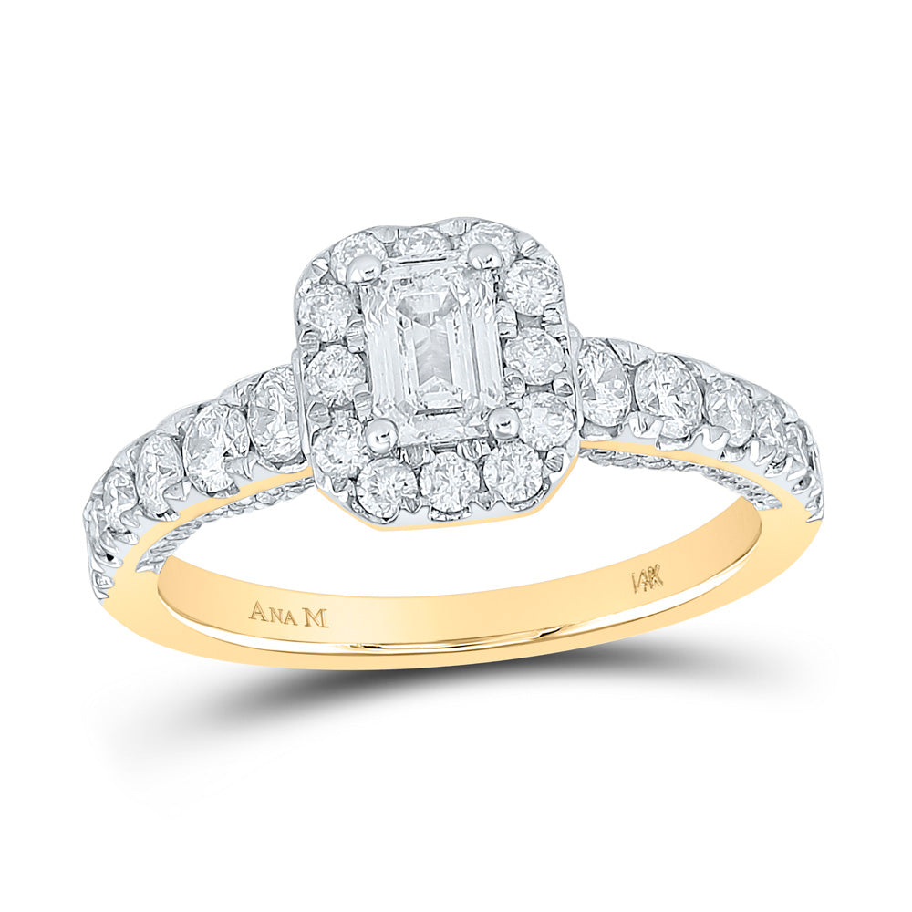 Gold Halo Bridal Wedding Engagement Ring 1-1/2 Cttw Emerald Natural Diamond Womens