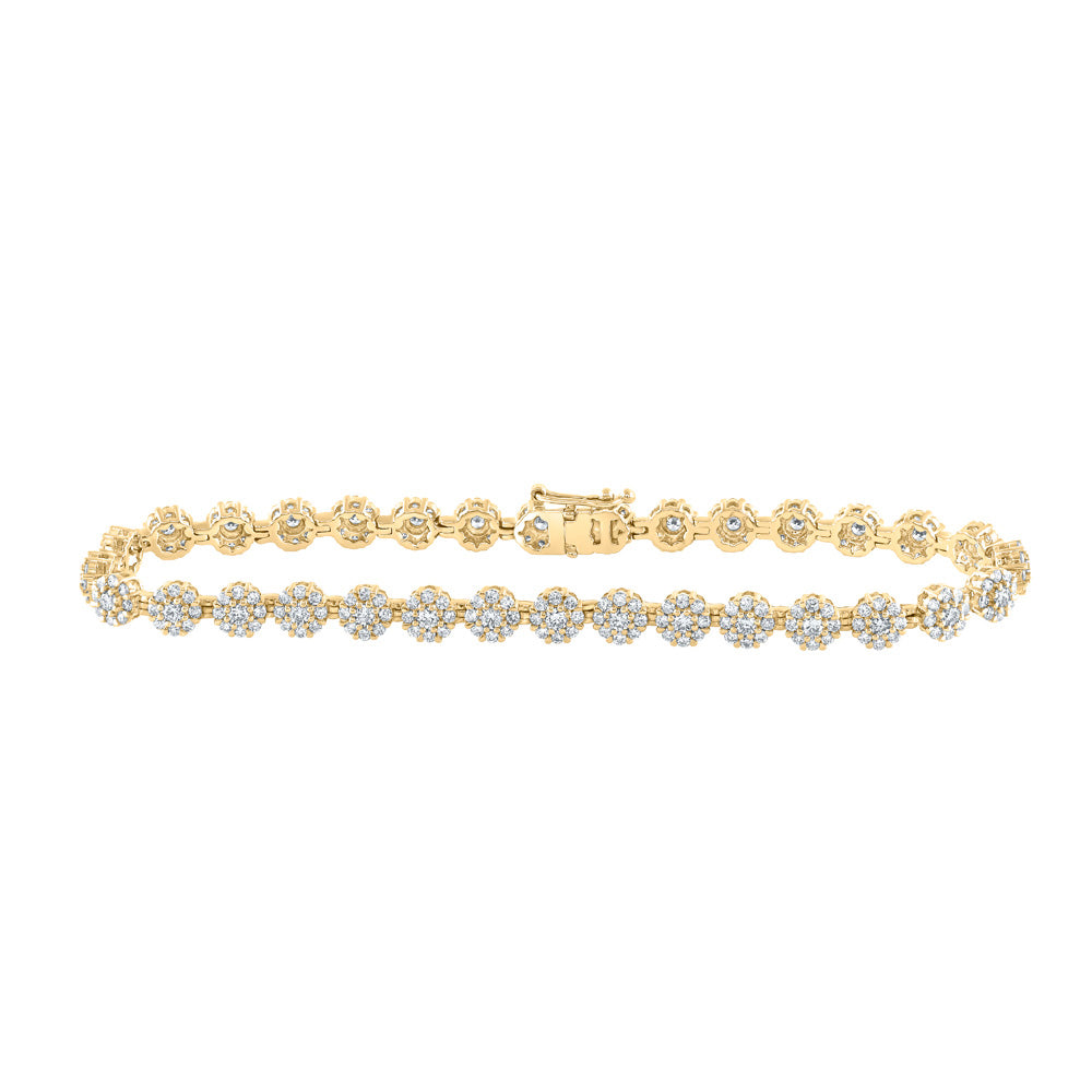 10kt Yellow Gold Womens Round Diamond Fashion Bracelet 2-7/8 Cttw