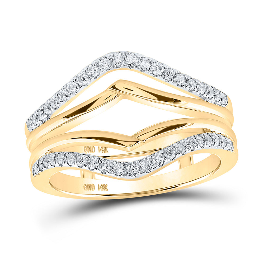 Gold Wrap Enhancer Wedding Band 1/3 Cttw Round Natural Diamond Womens