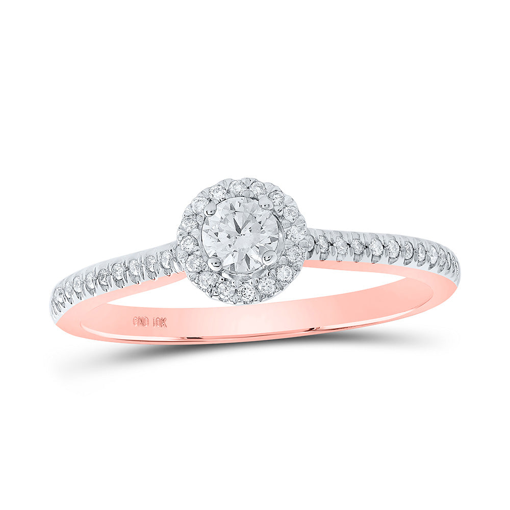 Gold Halo Bridal Wedding Engagement Ring 1/3 Cttw Round Natural Diamond Womens