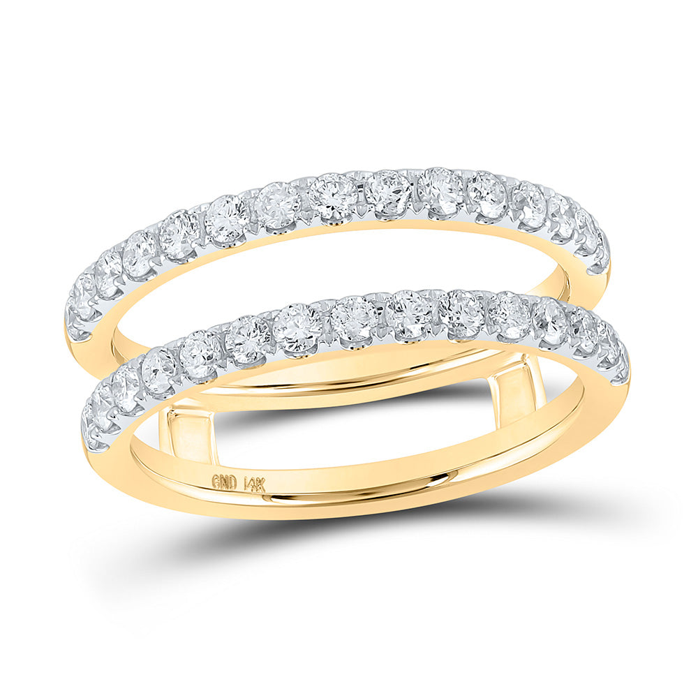 Gold Wrap Enhancer Wedding Band 3/4 Cttw Round Natural Diamond Womens