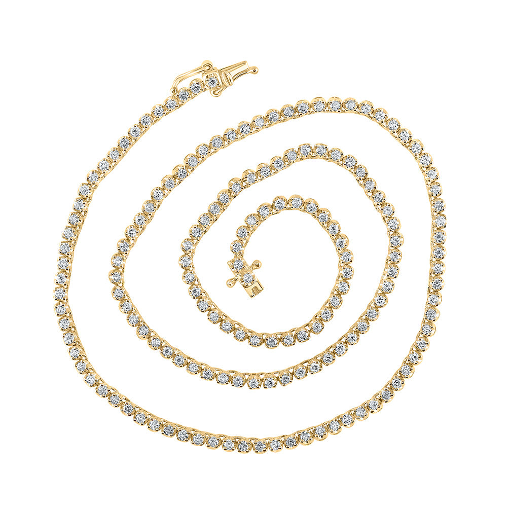 10kt Yellow Gold Mens Round Diamond 16-inch Tennis Chain Necklace 2-7/8 Cttw