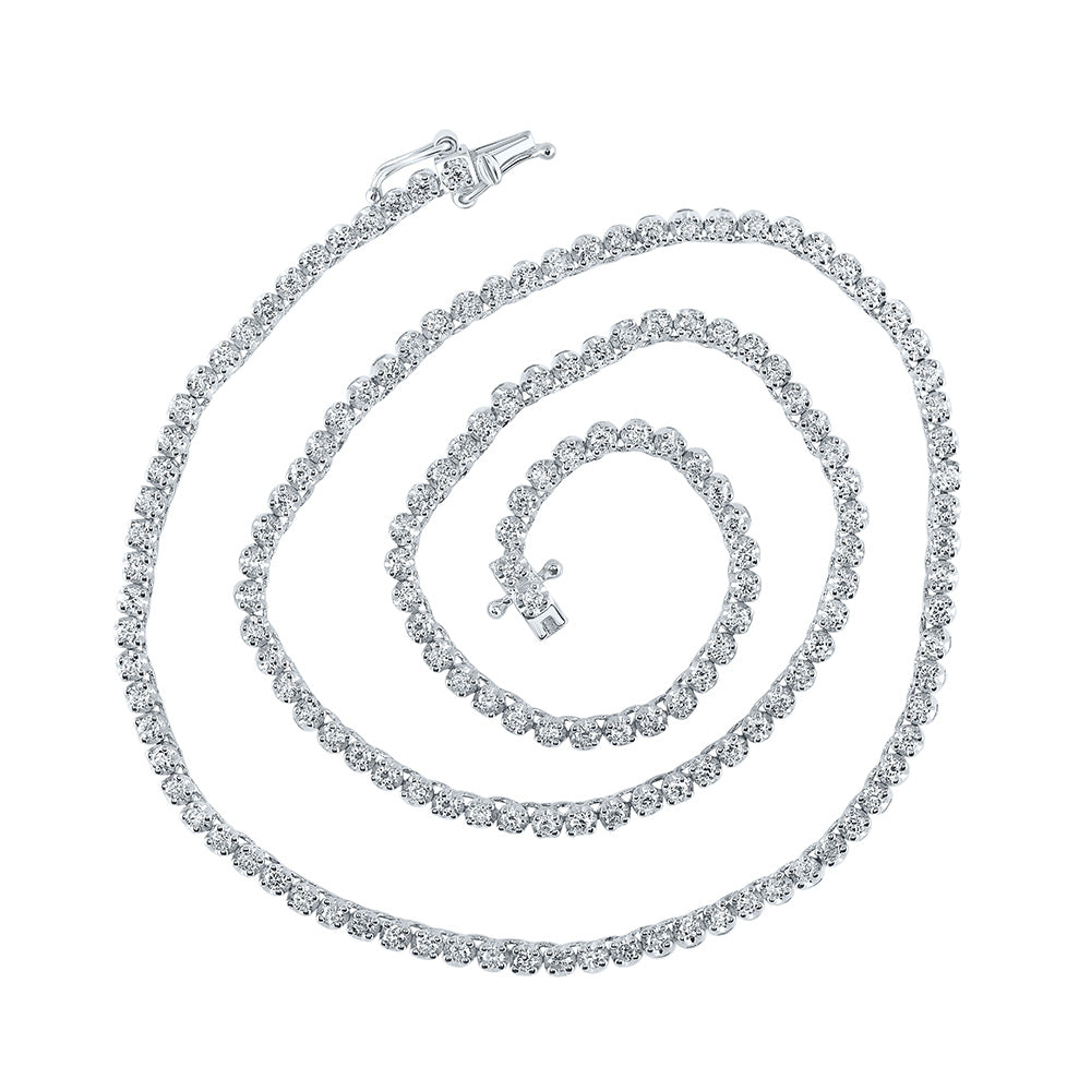 10kt White Gold Mens Round Diamond 16-inch Tennis Chain Necklace 2-7/8 Cttw