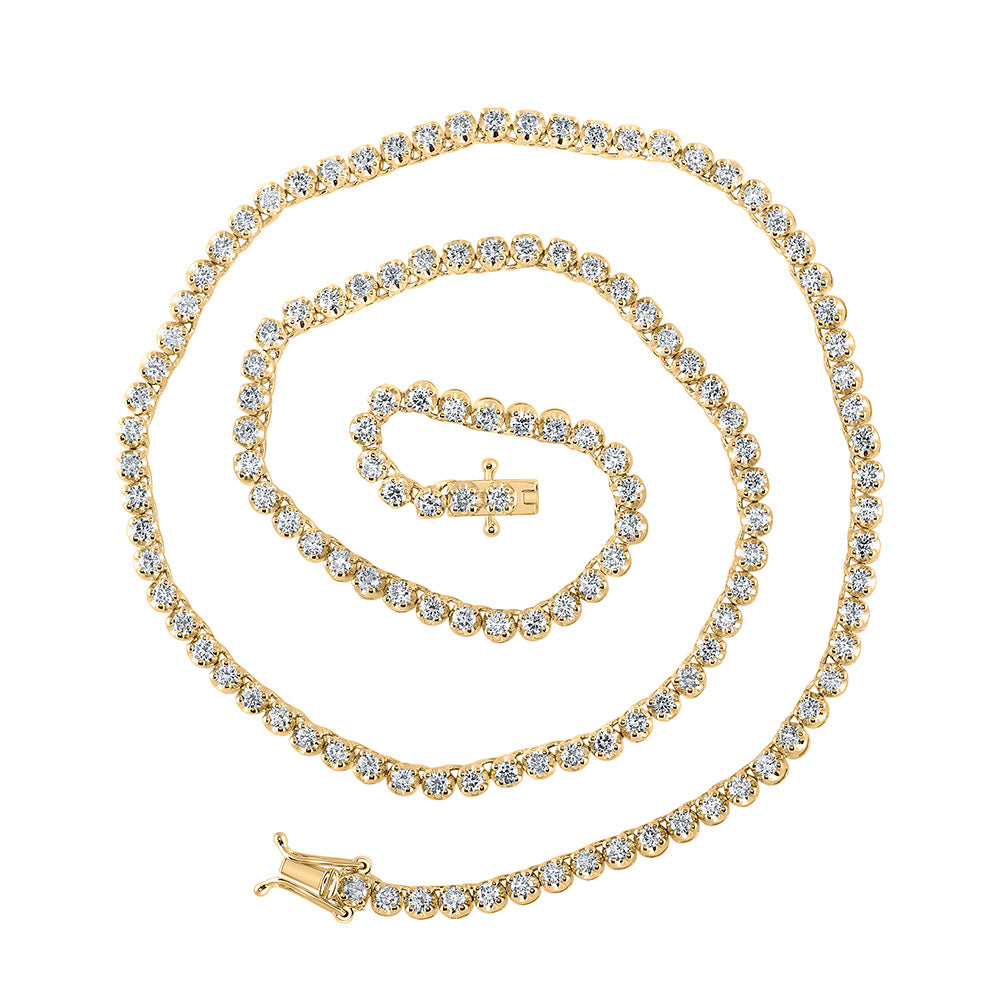 10kt Yellow Gold Mens Round Diamond 16-inch Tennis Chain Necklace 4-3/8 Cttw