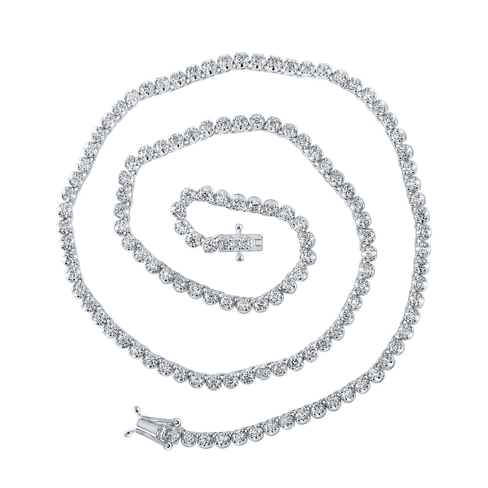 10kt White Gold Mens Round Diamond 16-inch Tennis Chain Necklace 4-3/8 Cttw