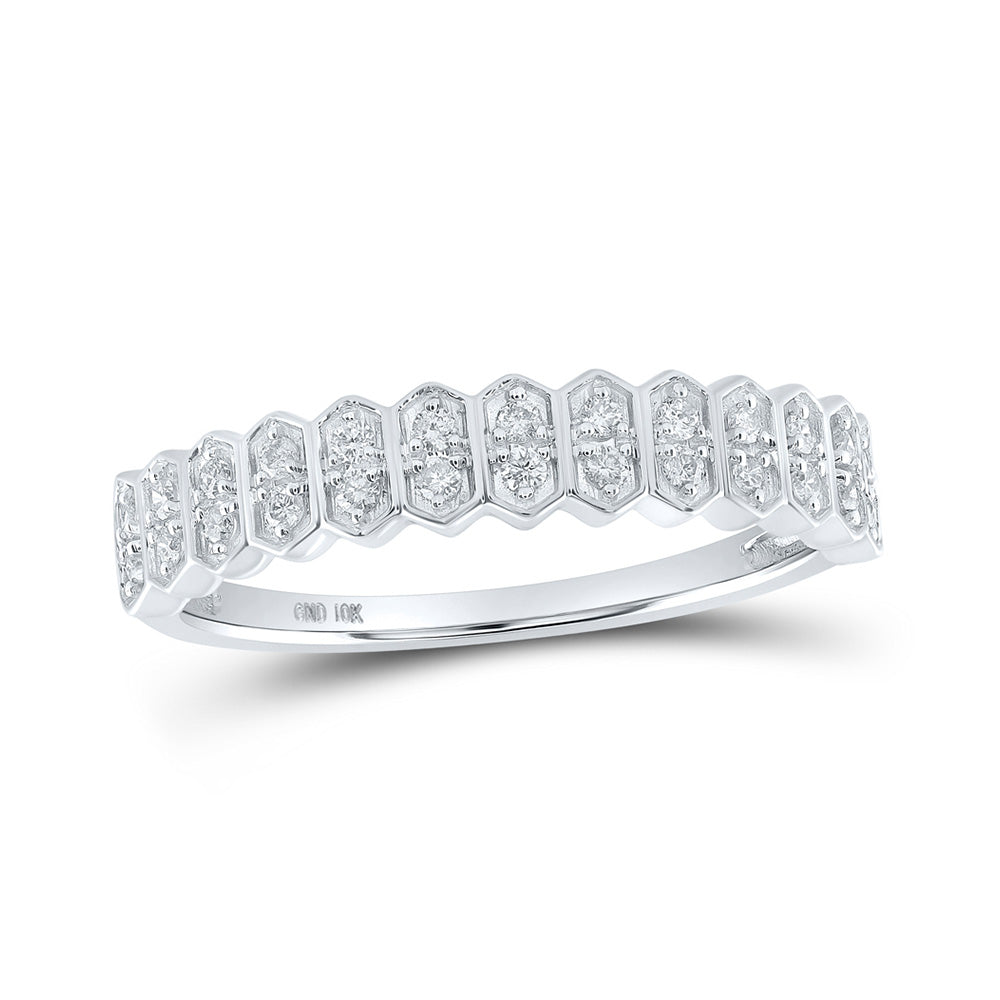 10kt White Gold Womens Round Diamond Stackable Band Ring 1/6 Cttw