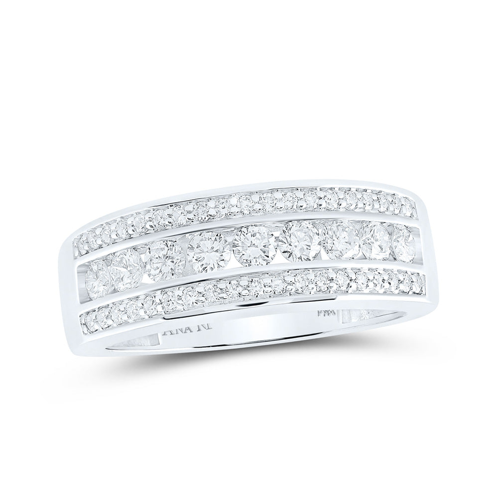 14kt White Gold Mens Round Diamond Band Ring 1 Cttw