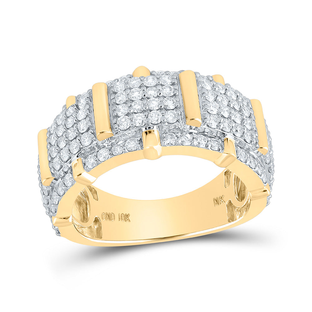 10kt Yellow Gold Mens Round Diamond Pave Band Ring 2 Cttw
