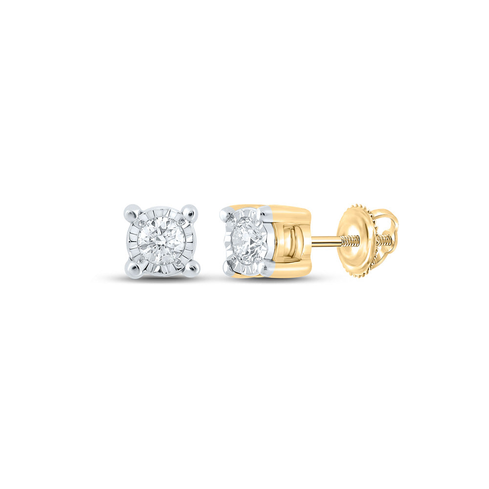 14kt Yellow Gold Round Diamond Stud Earrings 1/6 Cttw