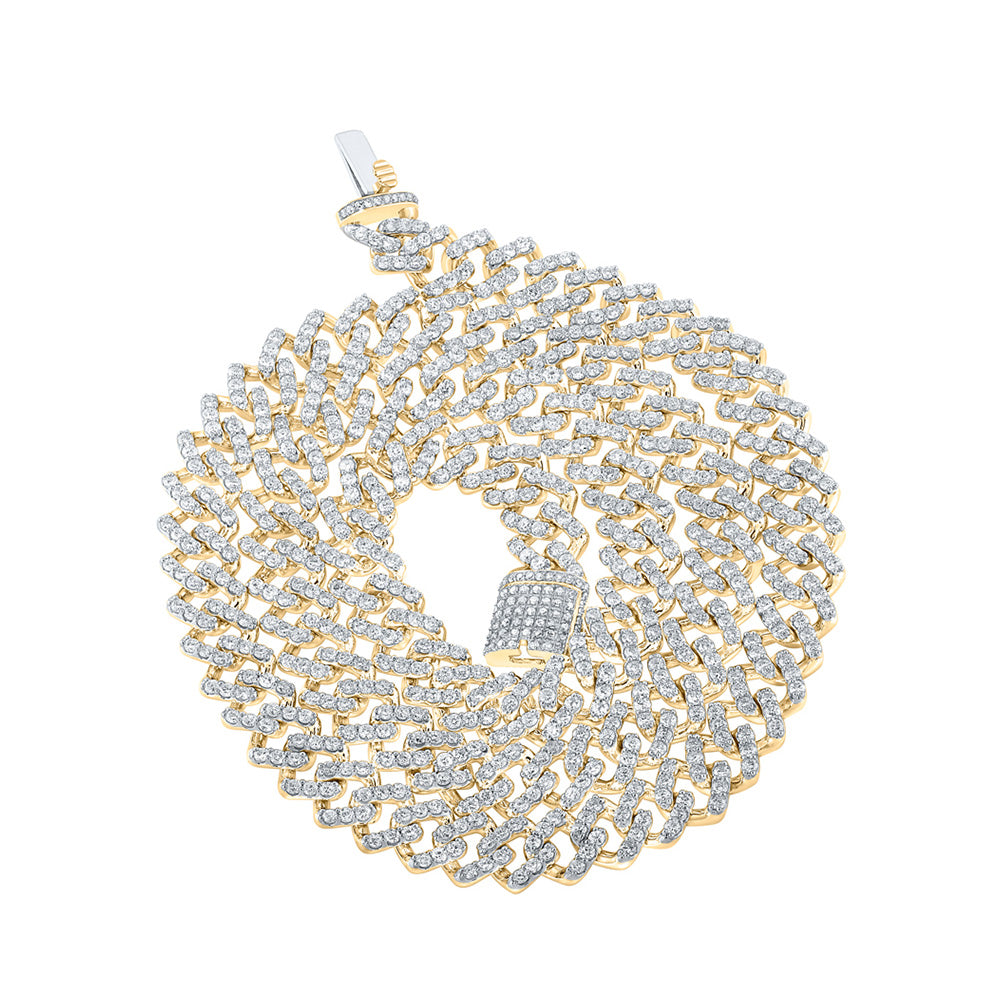 14kt Yellow Gold Mens Round Diamond Link Chain Necklace 15 Cttw