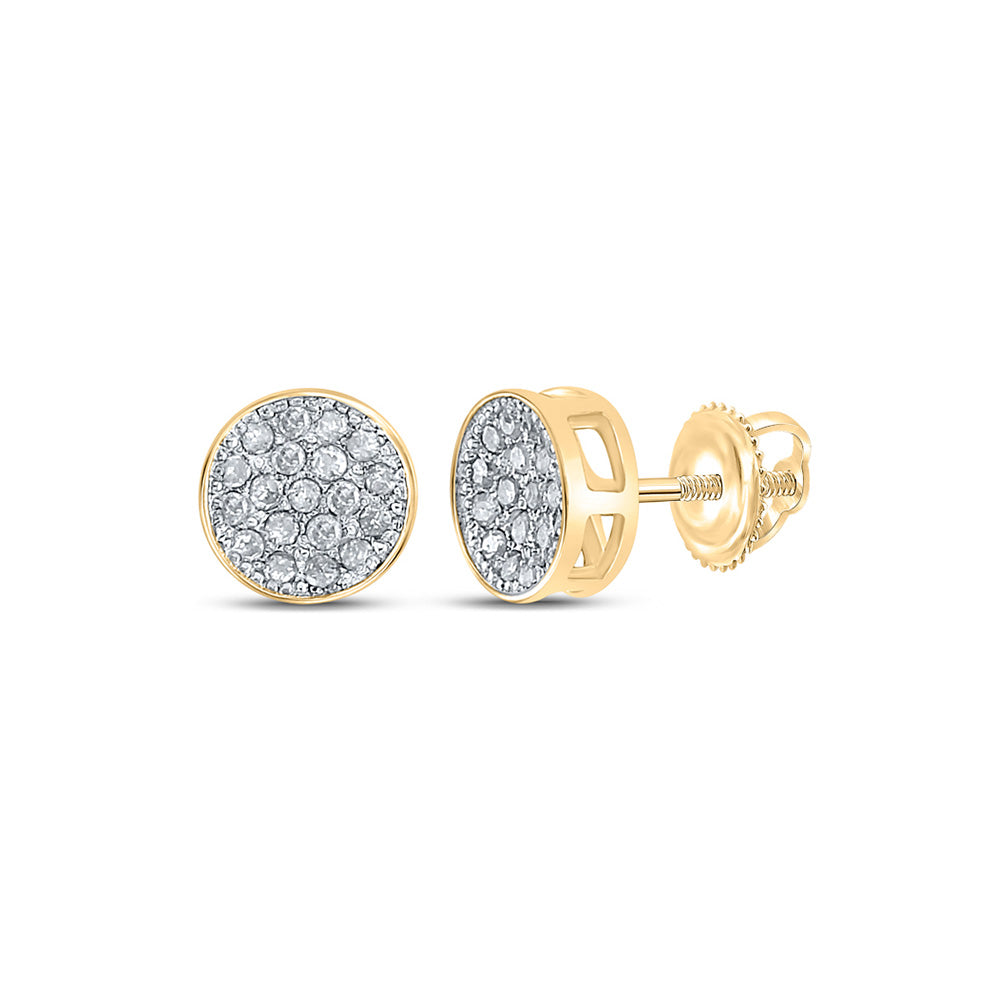 14kt Yellow Gold Round Diamond Cluster Earrings 1/6 Cttw