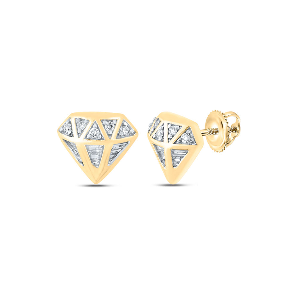 14kt Yellow Gold Baguette Diamond Gem Fashion Earrings 1/3 Cttw