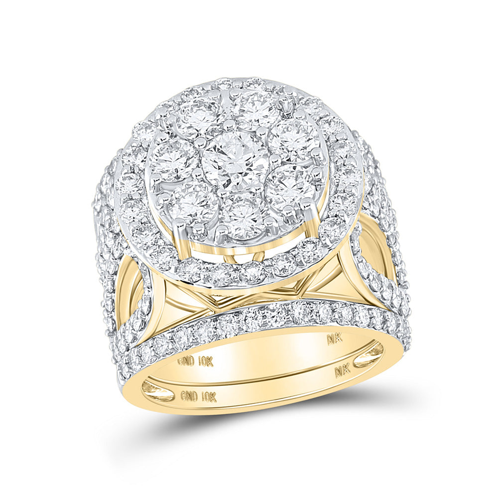 10kt Yellow Gold Round Diamond Bridal Wedding Ring Band Set 4 Cttw