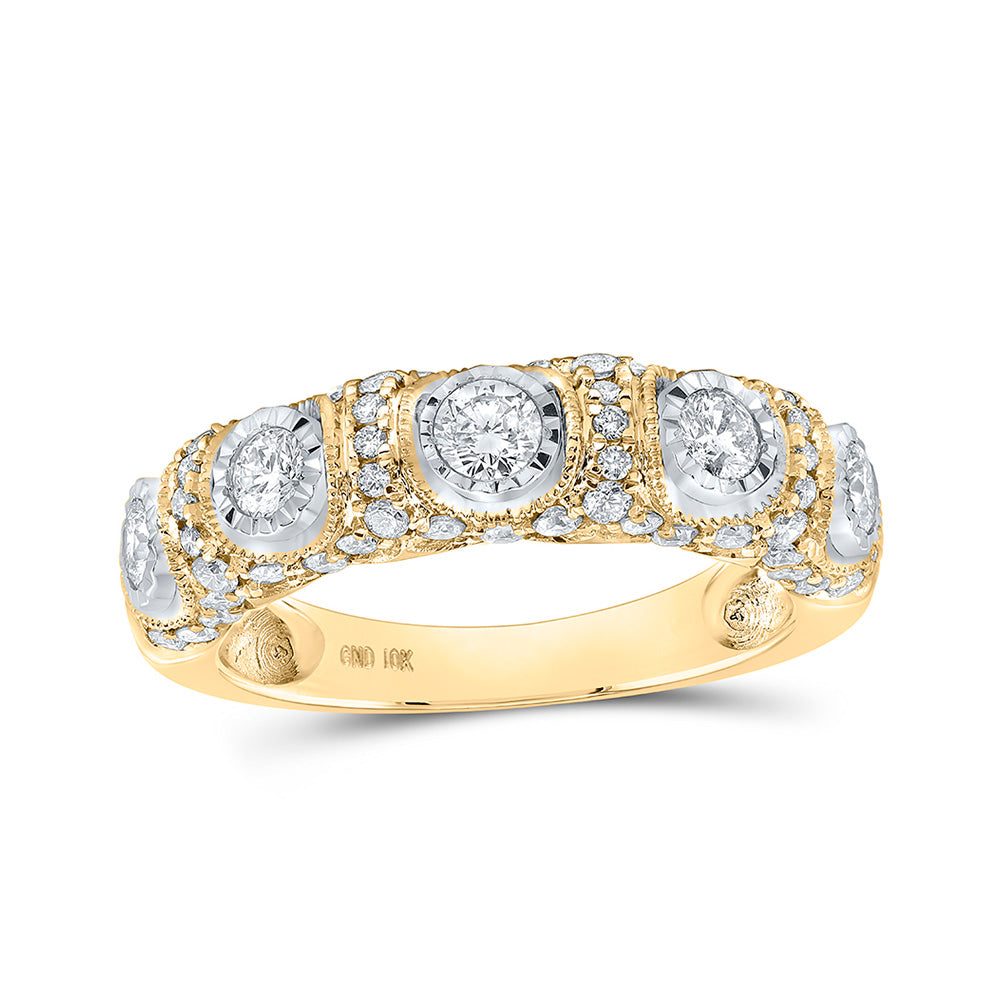 10kt Yellow Gold Womens Round Diamond Band Ring 1 Cttw