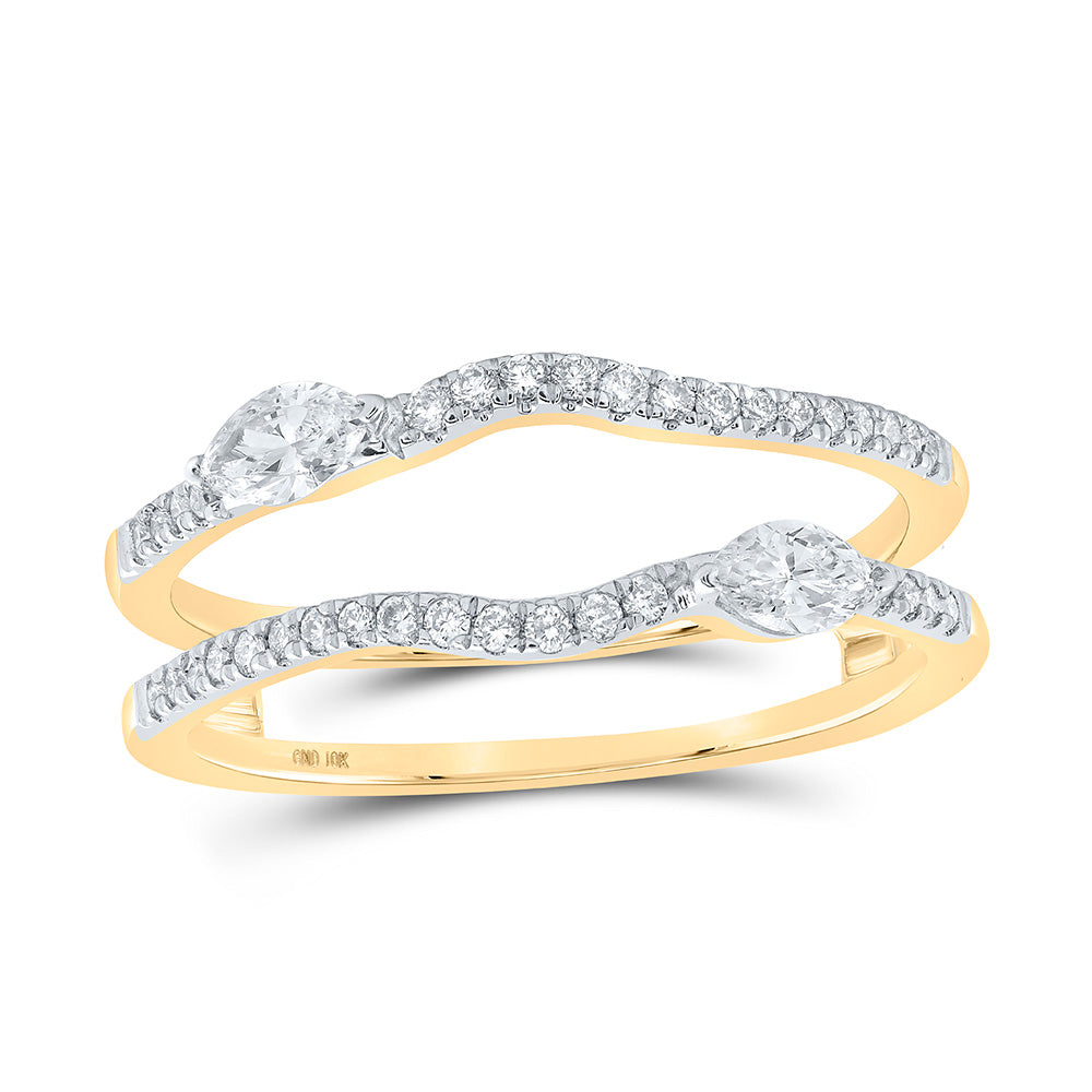 10kt Yellow Gold Womens Round Diamond Wrap Enhancer Wedding Band 3/8 Cttw