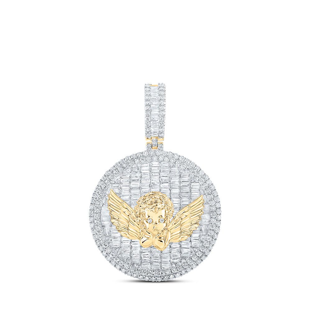 10kt Yellow Gold Mens Round Diamond Angel Charm Pendant 4-1/4 Cttw