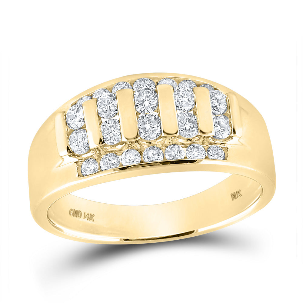 14kt Yellow Gold Mens Round Diamond Channel-set Band Ring 1 Cttw