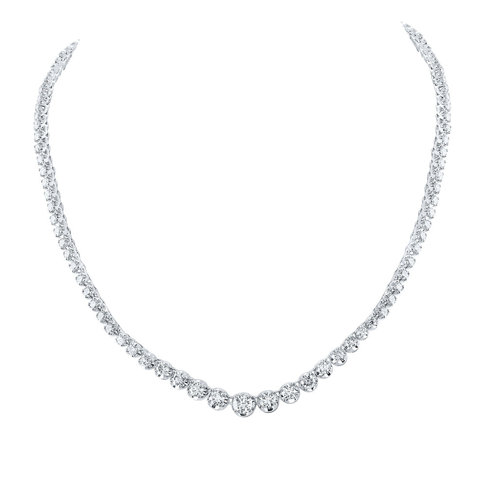 14kt White Gold Womens Round Diamond Graduated Tennis Necklace 7-7/8 Cttw