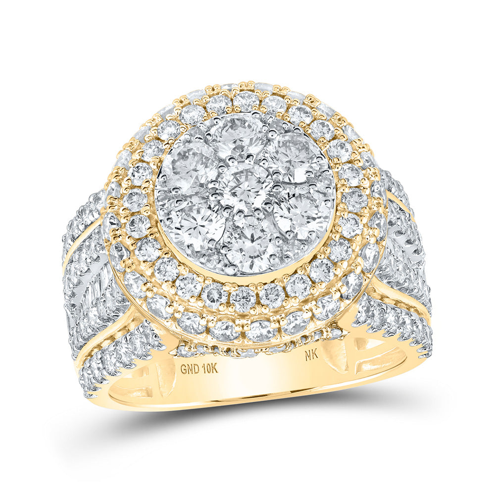 10kt Yellow Gold Womens Round Diamond Cluster Ring 3 Cttw