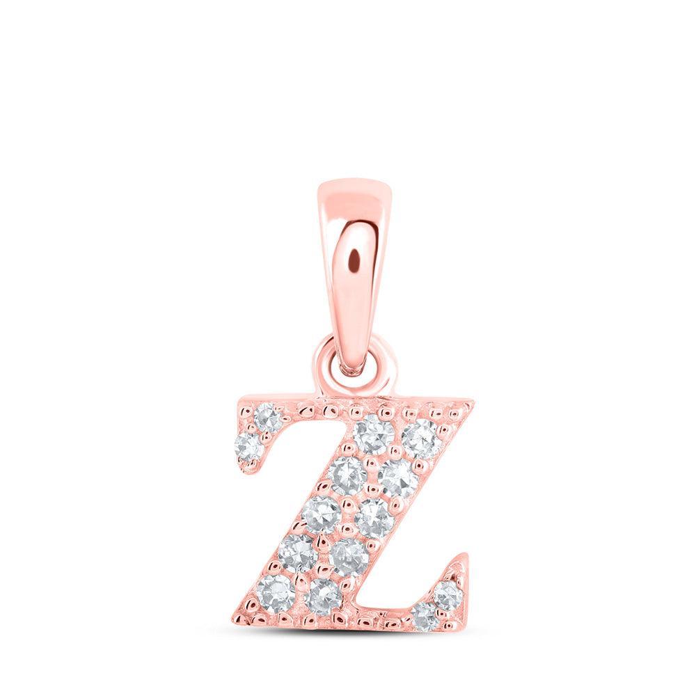 10kt Rose Gold Womens Round Diamond Z Initial Letter Pendant 1/20 Cttw