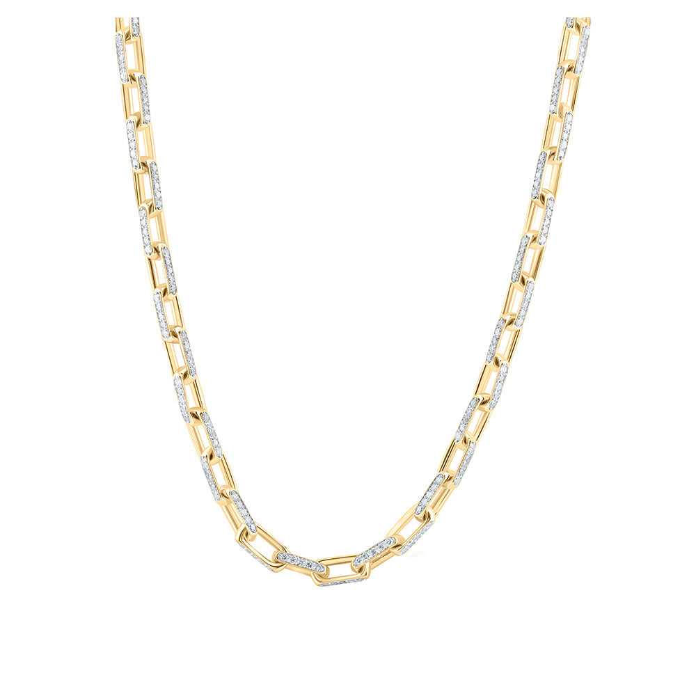 10kt Yellow Gold Mens Round Diamond 20-inch Anchor Link Chain Necklace 11-1/2 Cttw