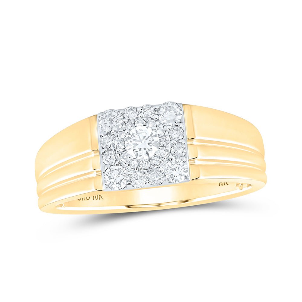10kt Yellow Gold Mens Round Diamond Solitaire Band Ring 1/2 Cttw