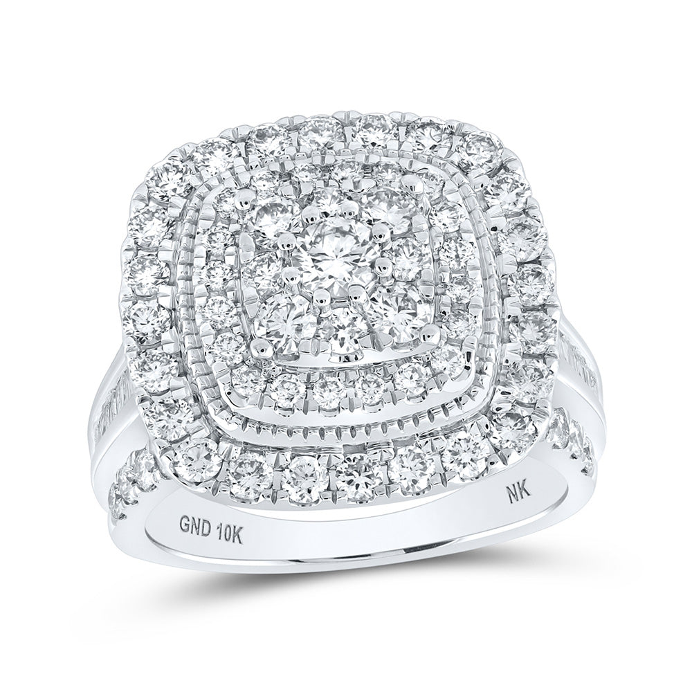 10kt White Gold Round Diamond Halo Square Bridal Wedding Engagement Ring 2 Cttw