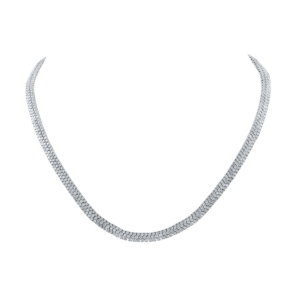 14kt White Gold Womens Round Diamond 18-inch Fashion Necklace 12 Cttw
